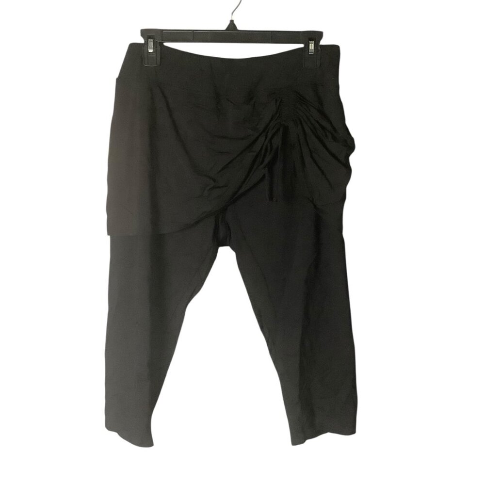 Lands End Black Modest Draped Skirted Leggings Women Size 0X Nylon Blend